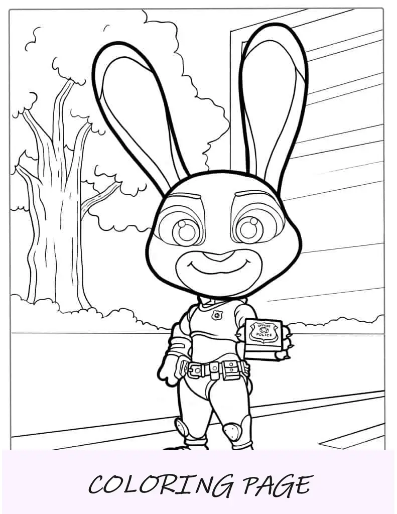 Pagina da colorare dell'ufficiale _Judy_ Hopps