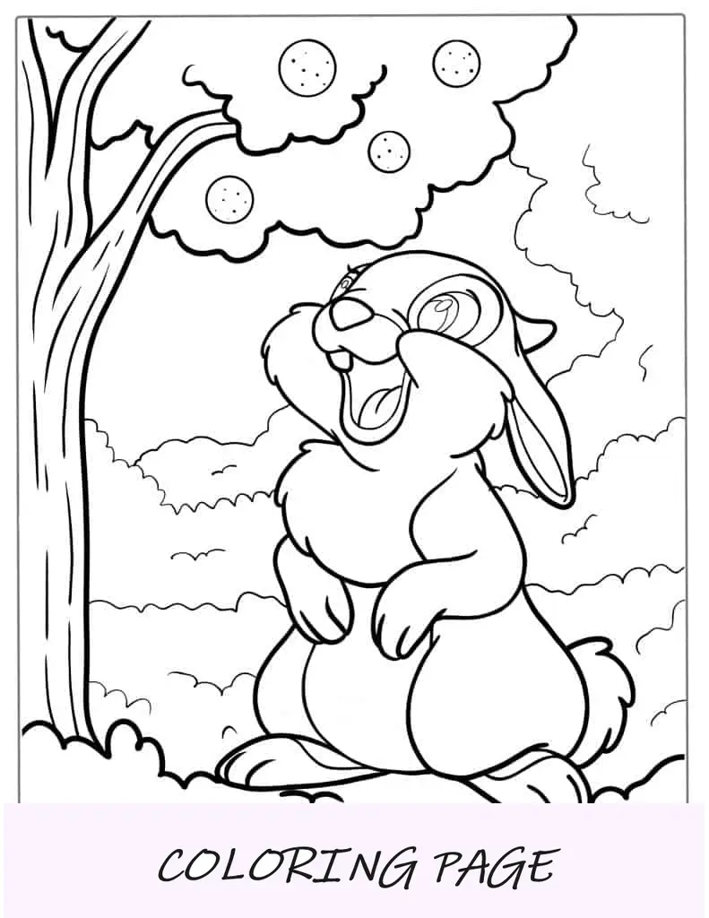 Pagina da colorare di Coniglio Thumper per bambini in età prescolare