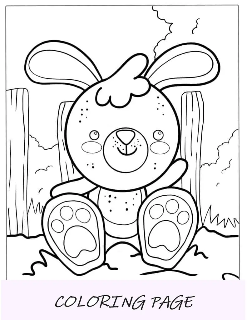 Adorabile cartone animato di coniglio con grandi zampe da colorare
