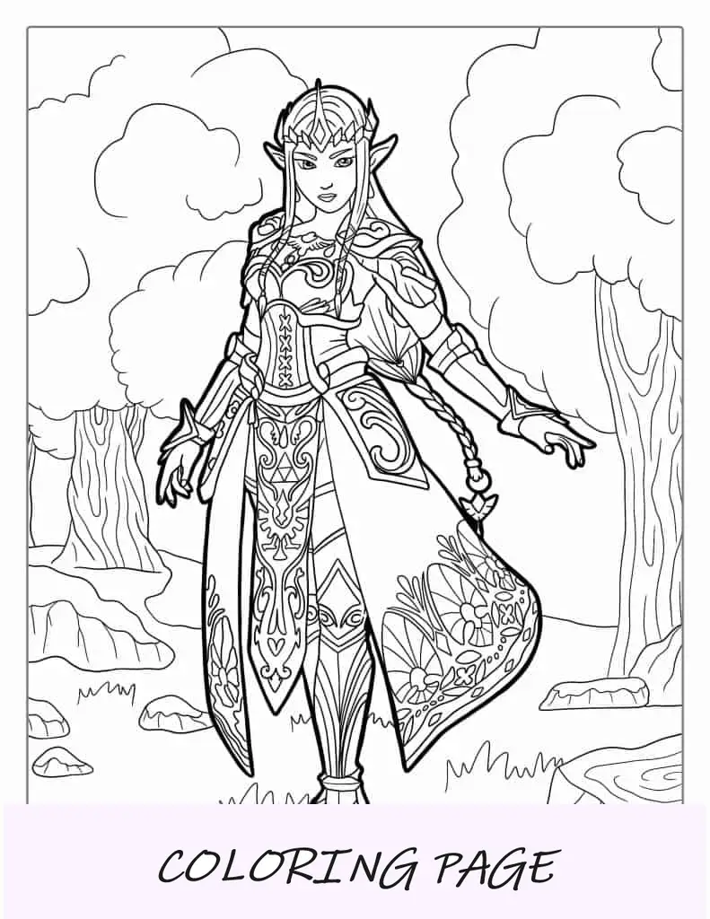 Página para colorear de la princesa Zelda