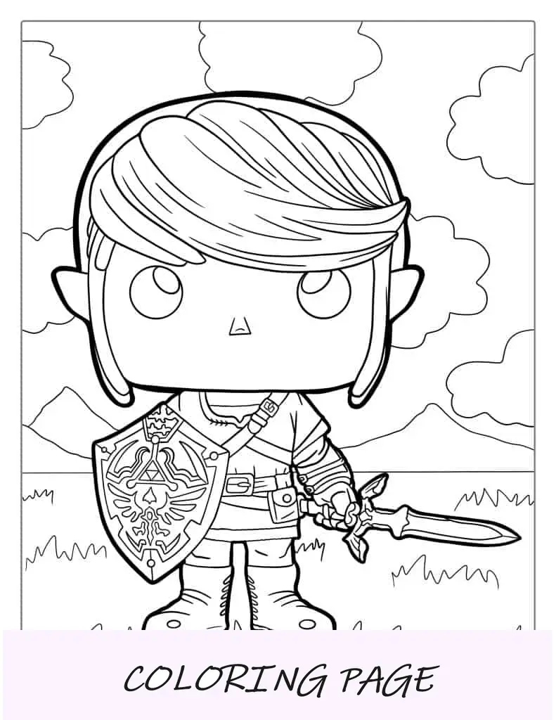 Hoja para colorear Funko Pop Link de Zelda