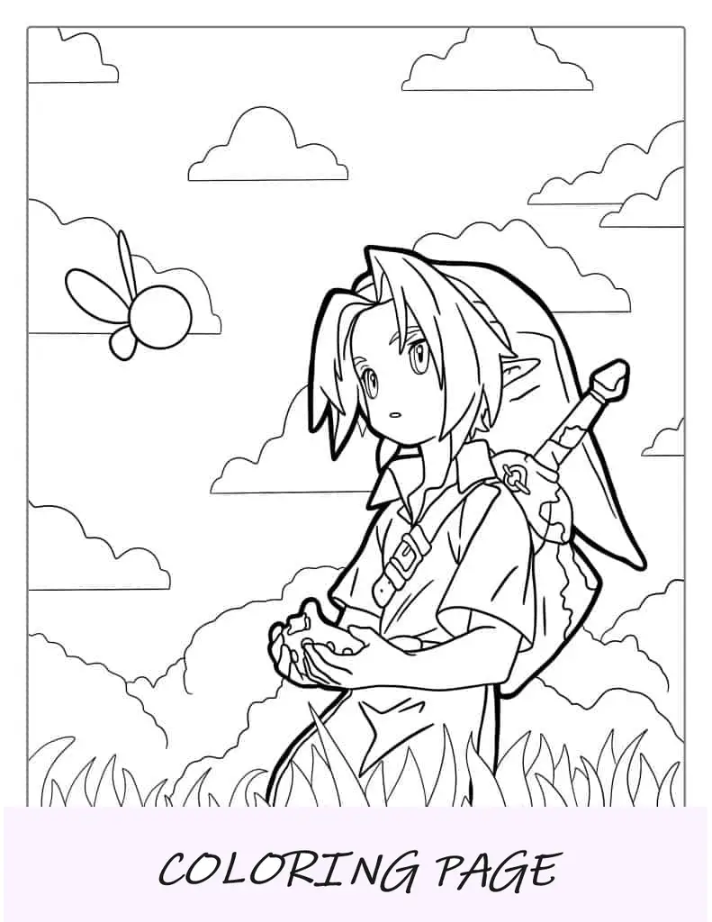 Link Con La Llama Azul De Zelda Para Colorear
