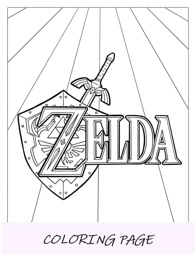 Página para colorear del logotipo de Zelda para niños