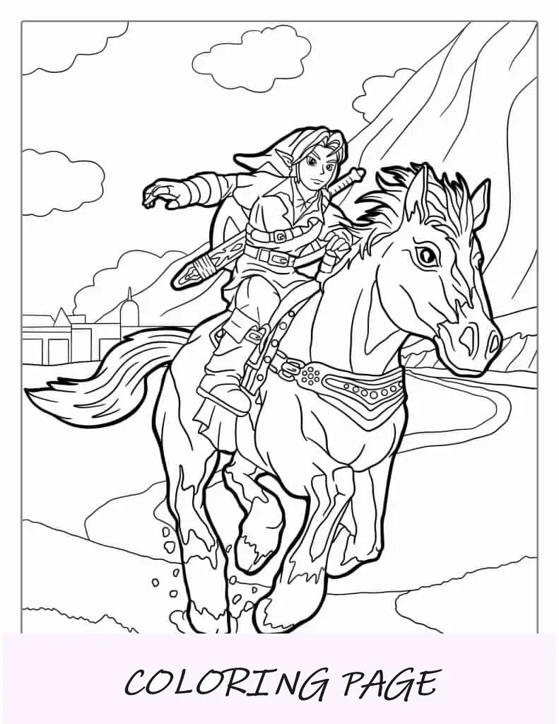 Link Montar A Caballo (Epona) Página Para Colorear
