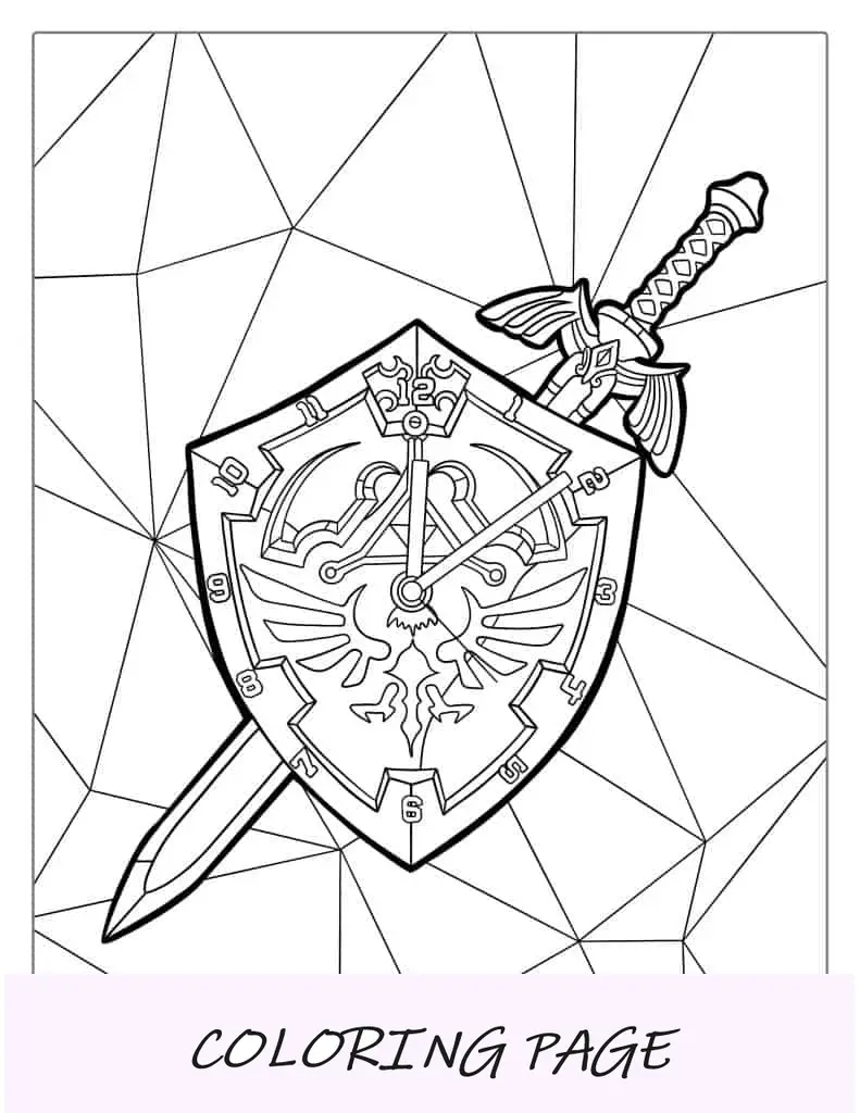 Zelda Escudo Y Espada Para Colorear