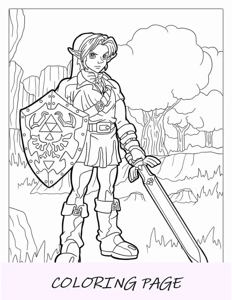 Zelda_ Link Ocarina Del Tiempo Para Colorear