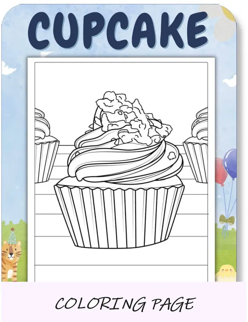 Desenhos para colorir de cupcake para crianças v2