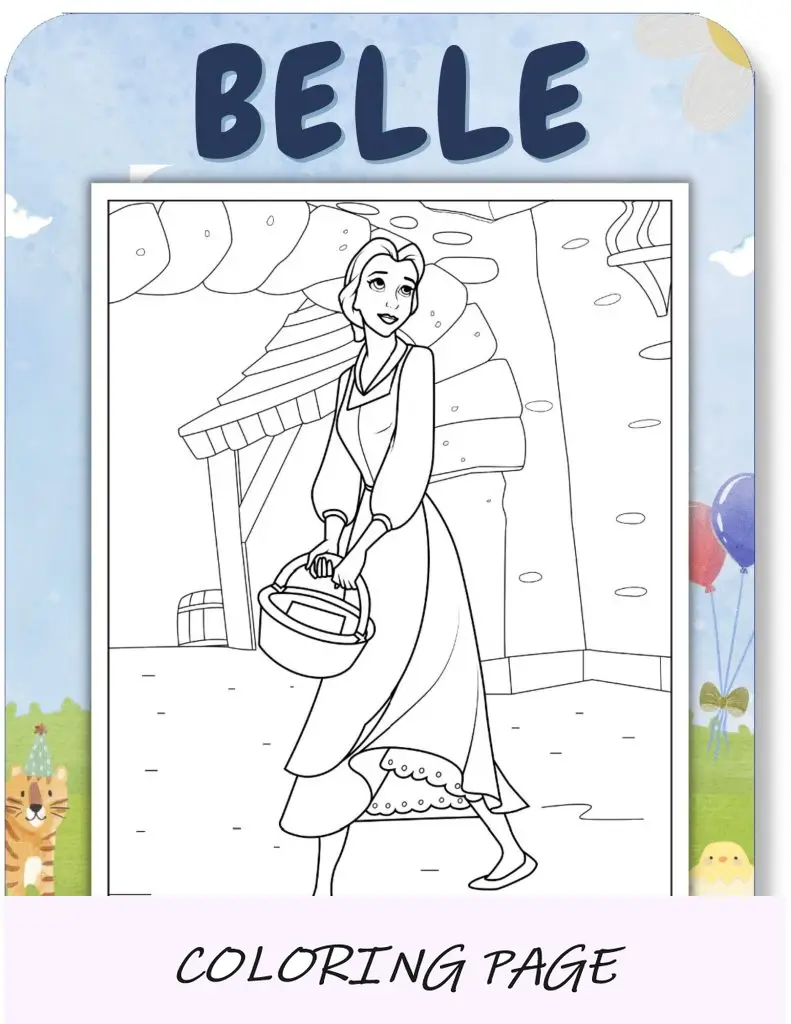 Desenhos para colorir da Bela para crianças v2