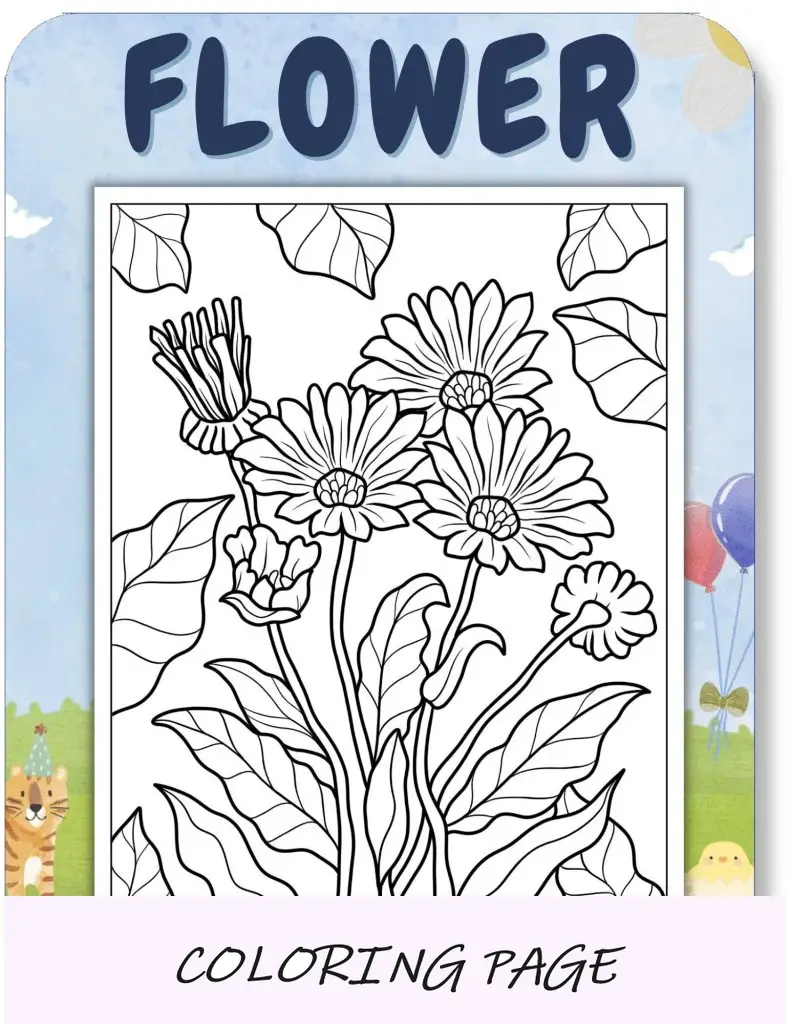 Desenhos de flores para colorir para crianças v2
