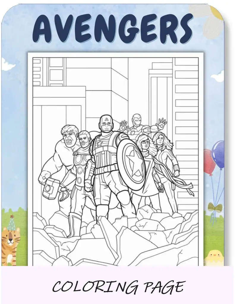 Desenhos para colorir dos Vingadores para crianças v2