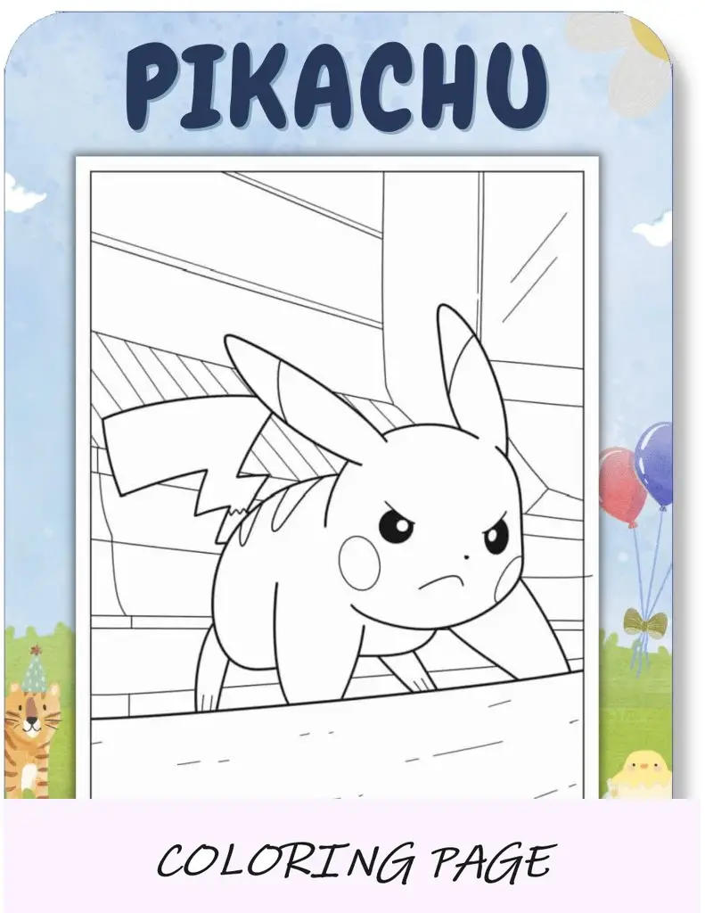 Desenhos para colorir de Pikachu para crianças v2