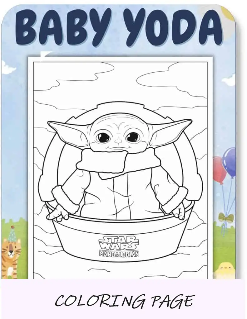 Desenhos para colorir do bebê Yoda para crianças