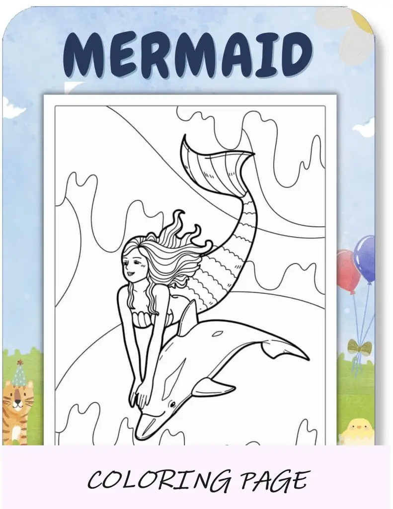 Desenhos para colorir de sereia para crianças v2