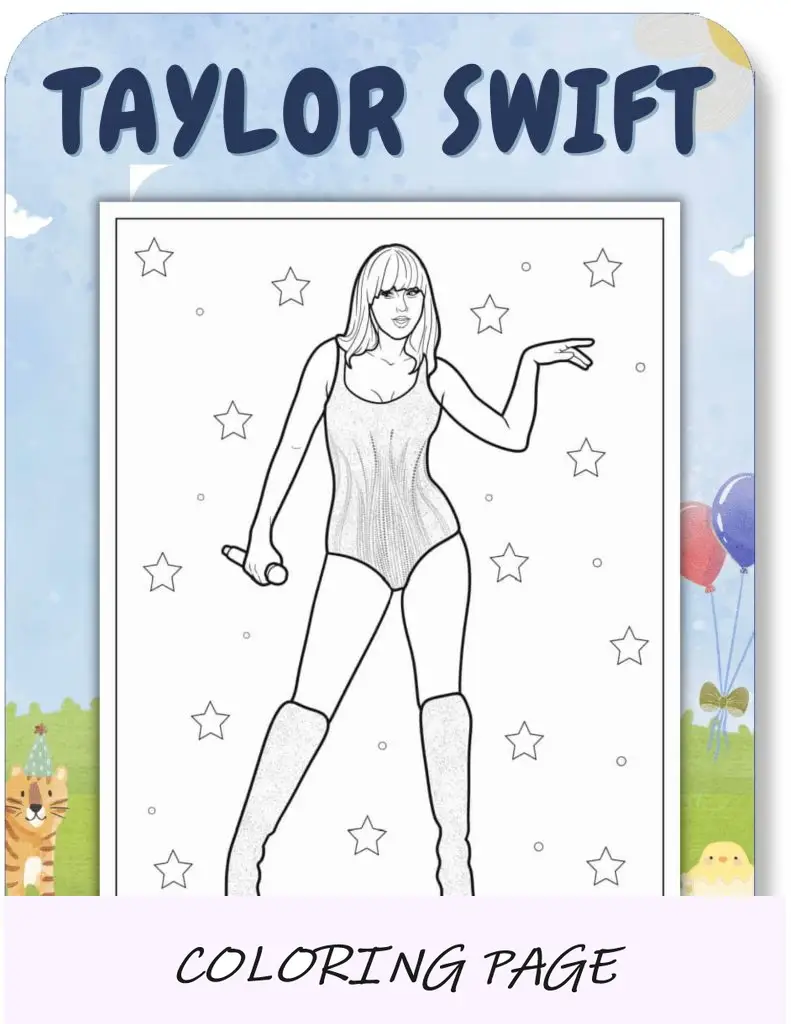Desenhos para colorir de Taylor Swift para crianças v2