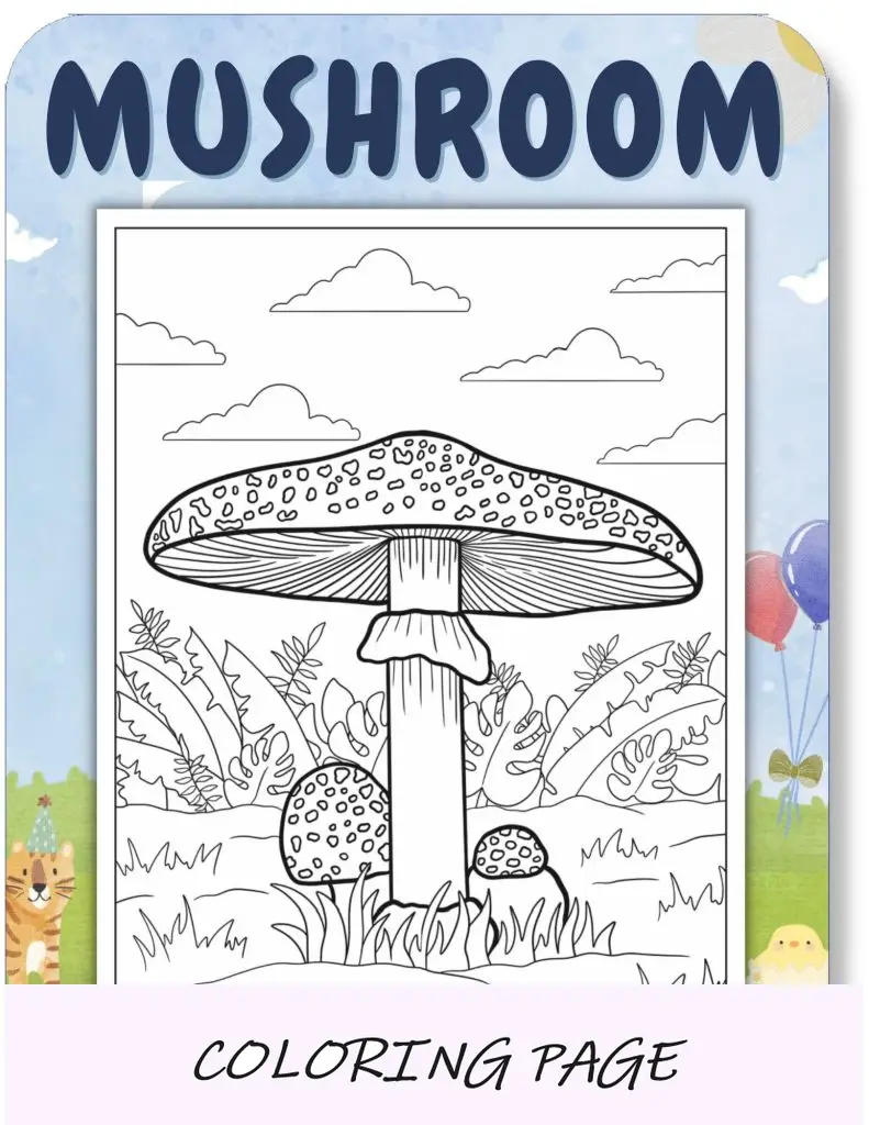 Desenhos para colorir de cogumelos para crianças v2