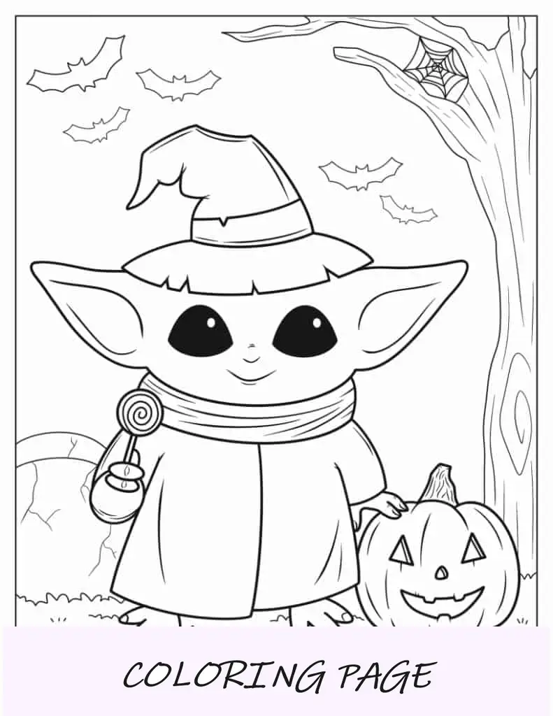 Halloween bebê Yoda para colorir