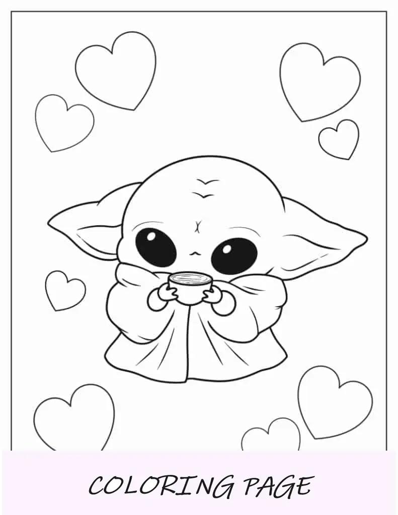 Kawaii bebê Yoda para colorir