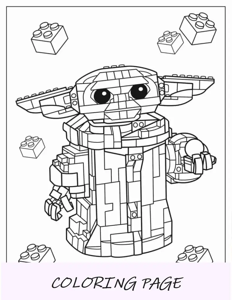 Folha para colorir detalhada do bebê Yoda