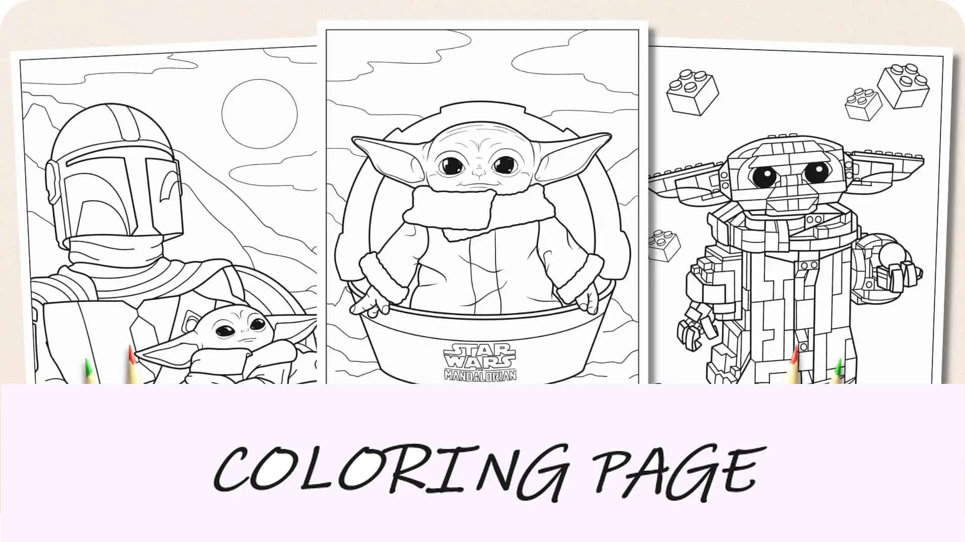 Imagem em destaque de páginas para colorir do bebê Yoda