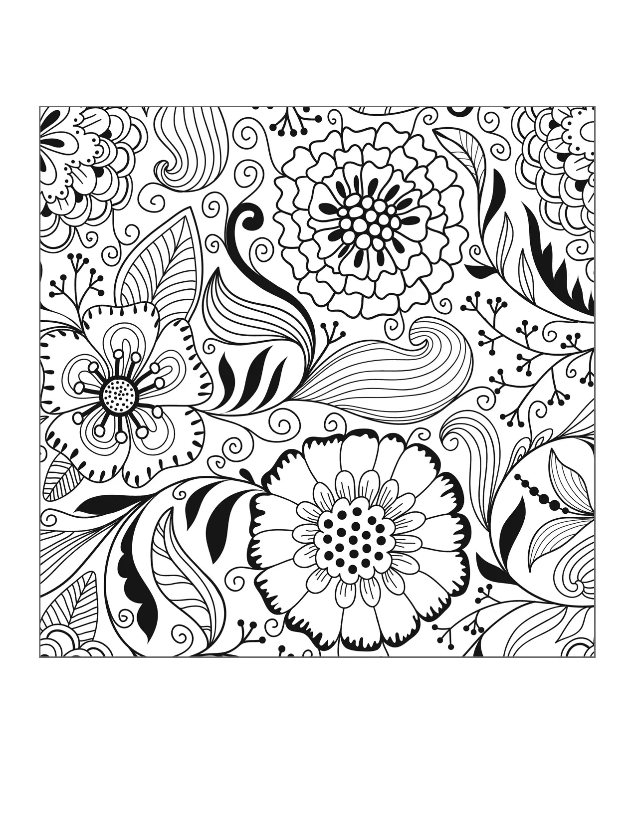 Simple Flowers Coloring Pages For Teens