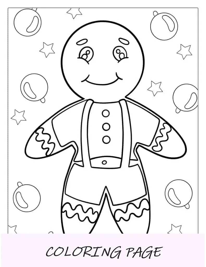 Imagen para colorear de hombre de jengibre sonriente