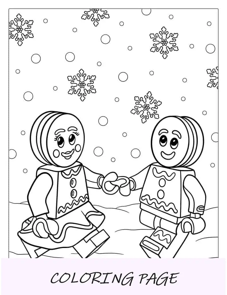 Hombre y mujer de jengibre de Lego para colorear