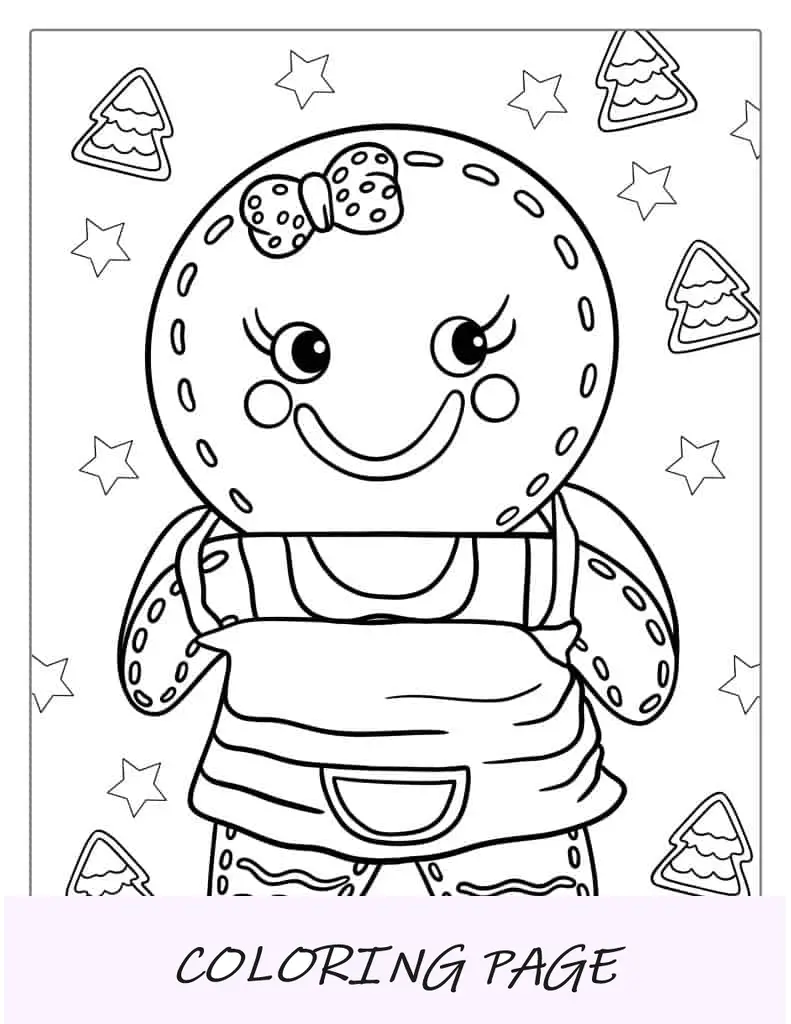 Página para colorear de la dama de jengibre para niños