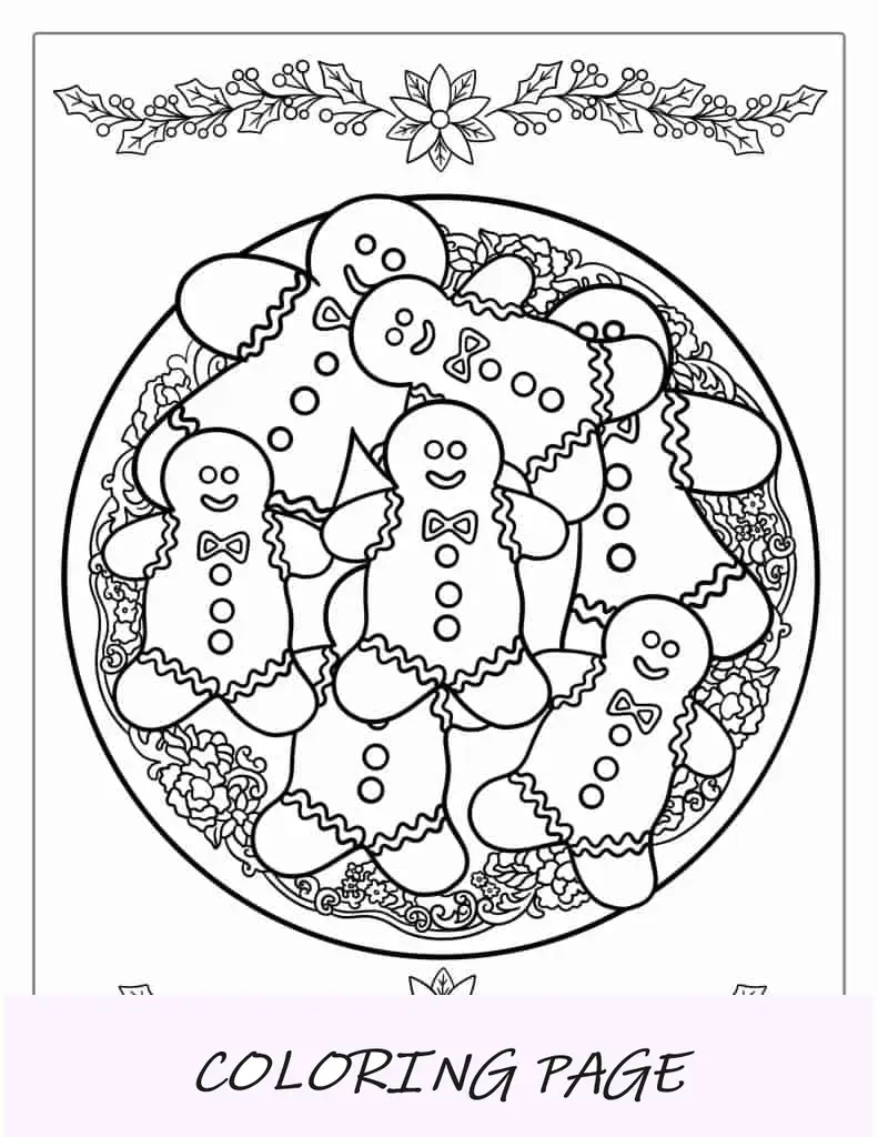 Página para colorear de galletas de jengibre