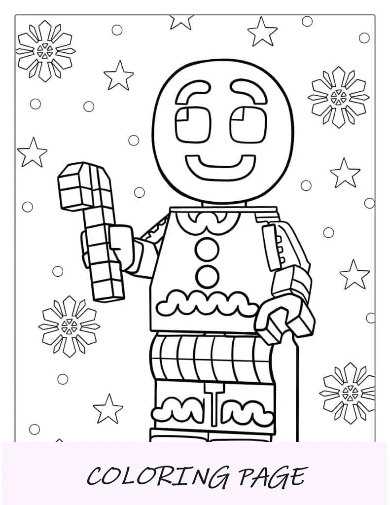 Página para colorear de un hombre de jengibre de Lego