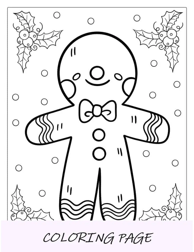 Hoja para colorear de un hombre de jengibre fácil de colorear