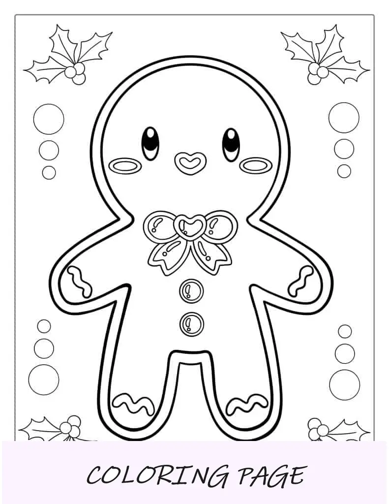 Hoja para colorear de hombre de jengibre simple para niños