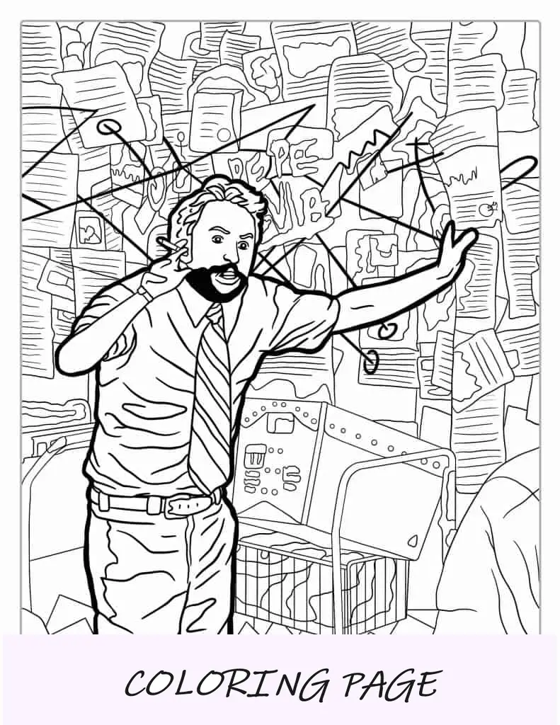 Pagina da colorare di meme Pepe Silvia (Charlie Day).