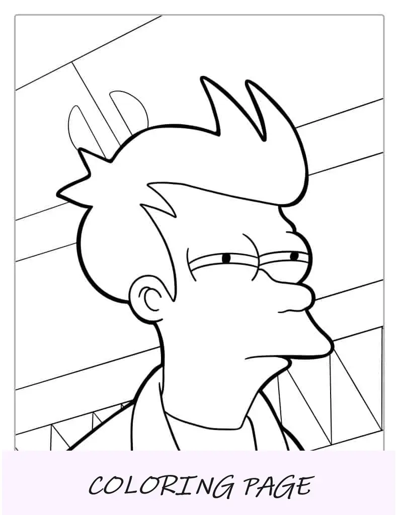 Pagina da colorare di Meme Futurama Fry