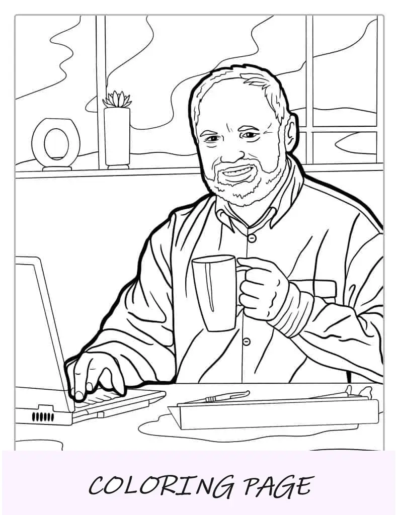 Nascondi la pagina da colorare del meme Harold del dolore