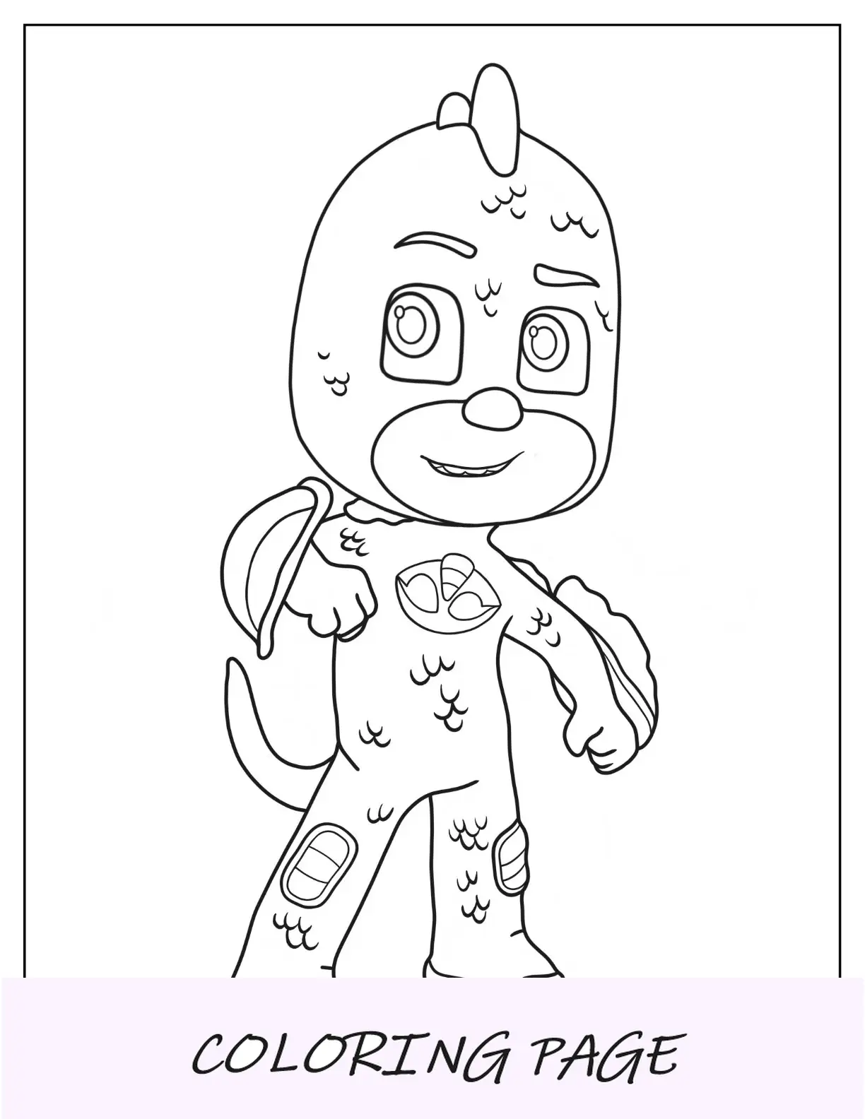 PJ Masks Página para colorir de PJ Mask Gekko simples para crianças