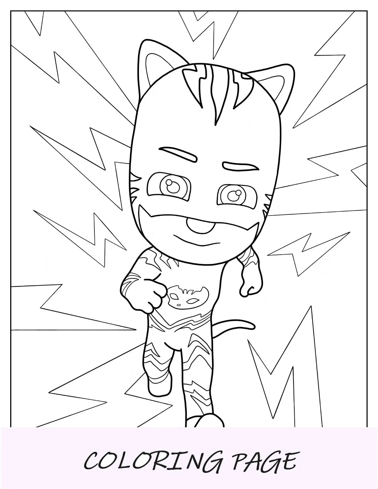 Página para colorir de PJ Masks de Catboy para crianças
