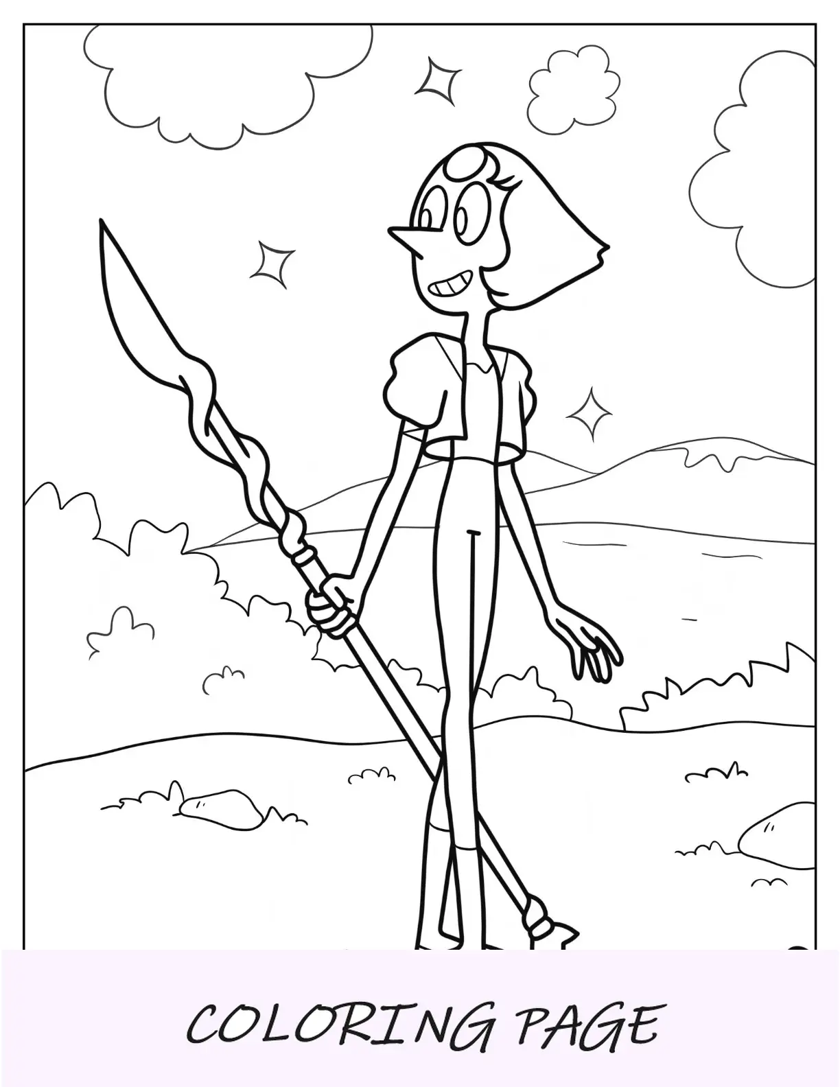 Steven Universe Pagina da colorare di una semplice perla che tiene la lancia