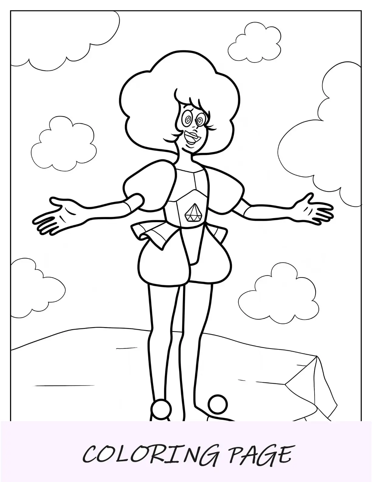 Pagina da colorare di Steven Universe con un semplice contorno di diamante rosa