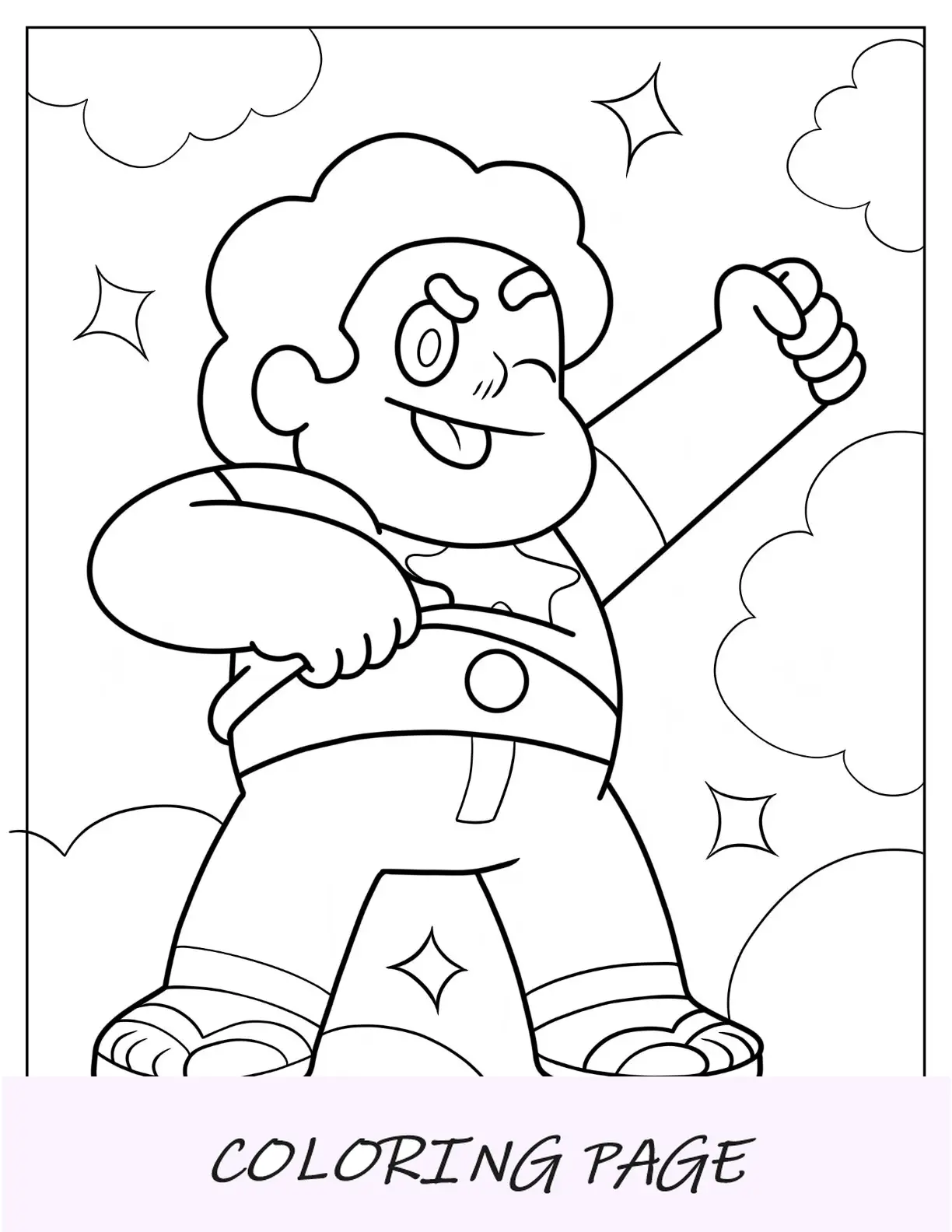 Steven Universe Pagina da colorare di Kawaii Steven Universe che prende a pugni l'aria per bambini in età prescolare
