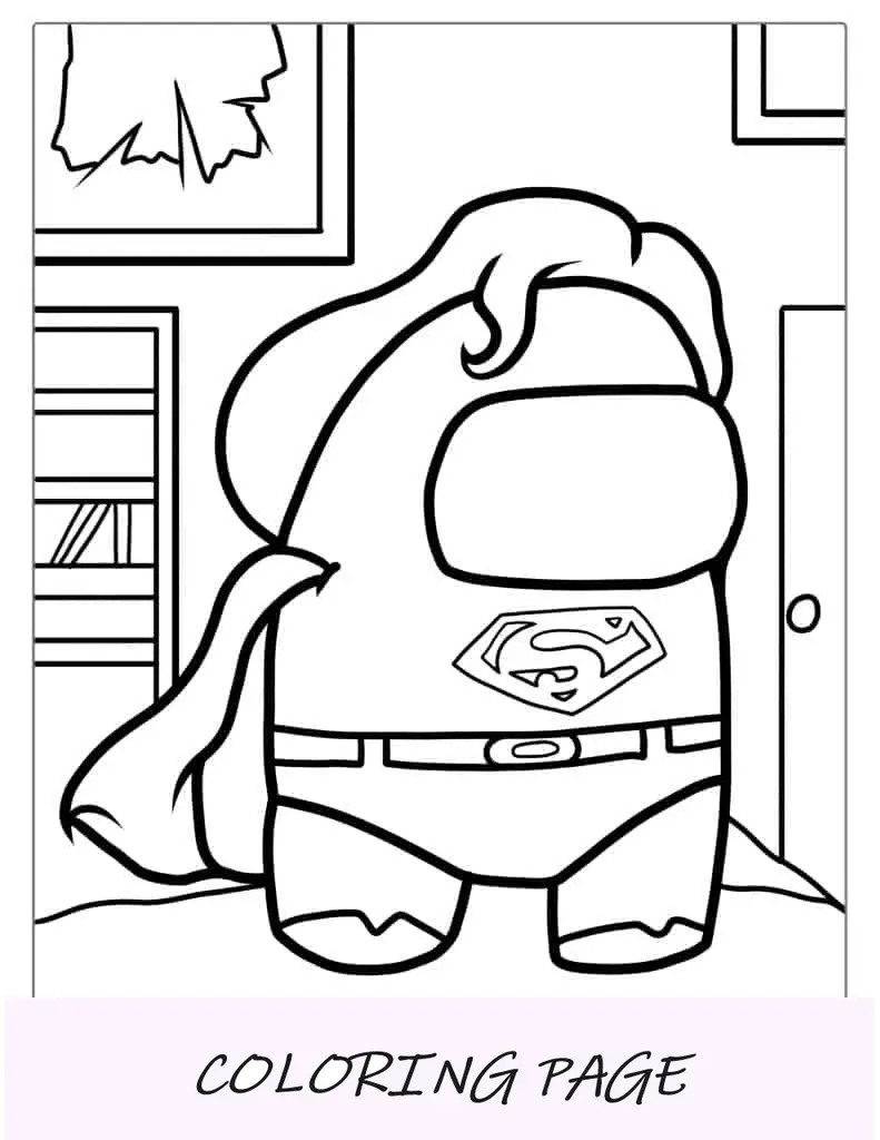 Entre nosotros Página para colorear con temática de Superman