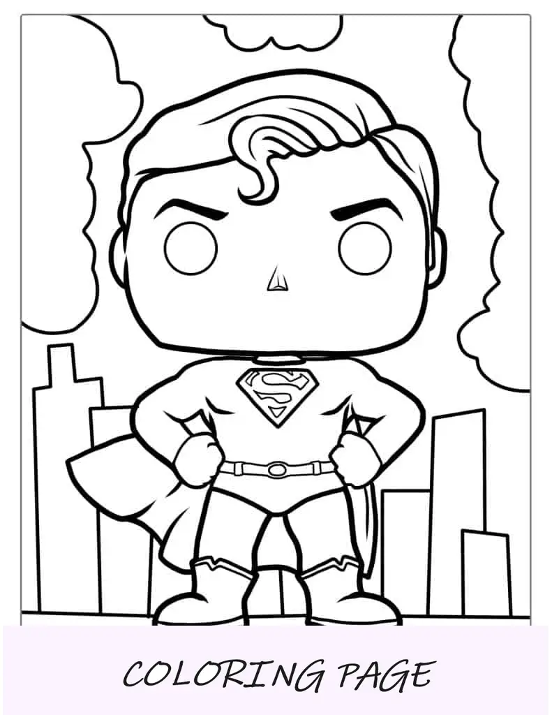 Lindo Funko Pop Superman para colorear para niños