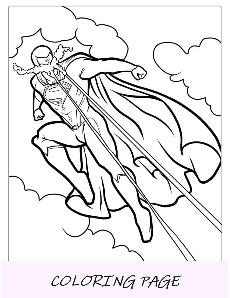 Superman con rayos láser para colorear