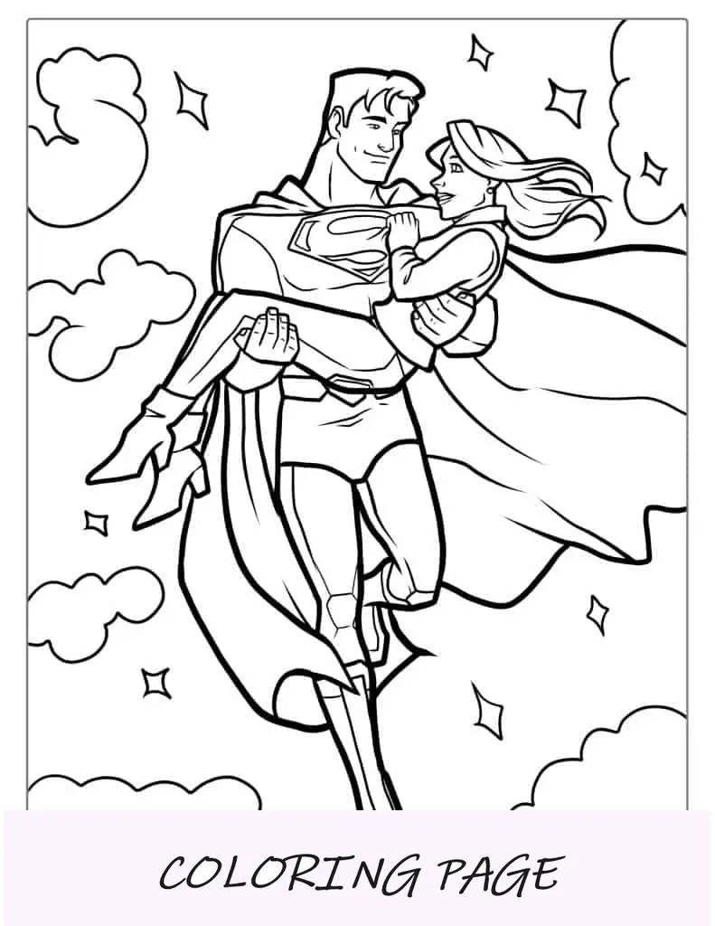 Superman con Lois Lane para colorear