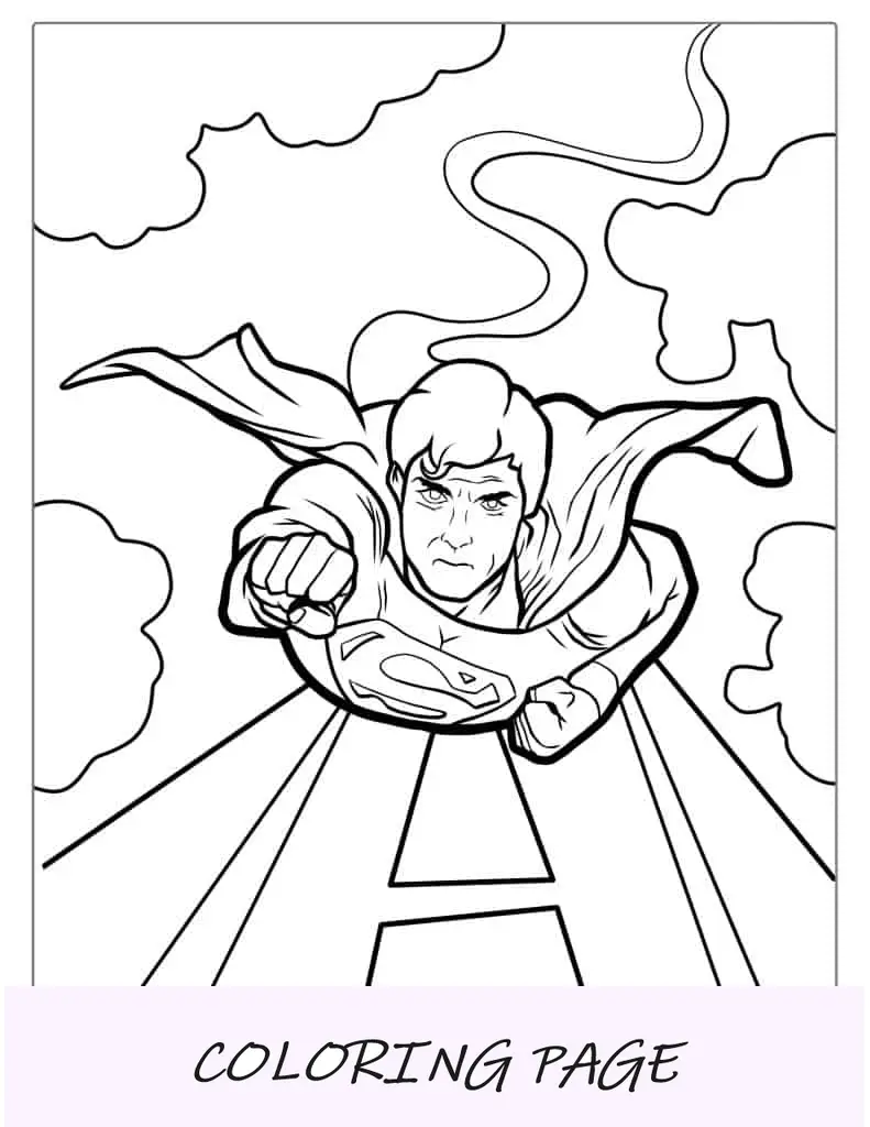 Superman volando para colorear