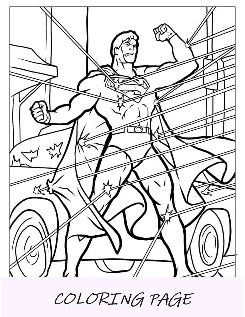 Superman reflejando balas para colorear