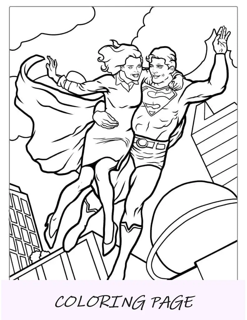 Superman rescatando a Lois Lane para colorear