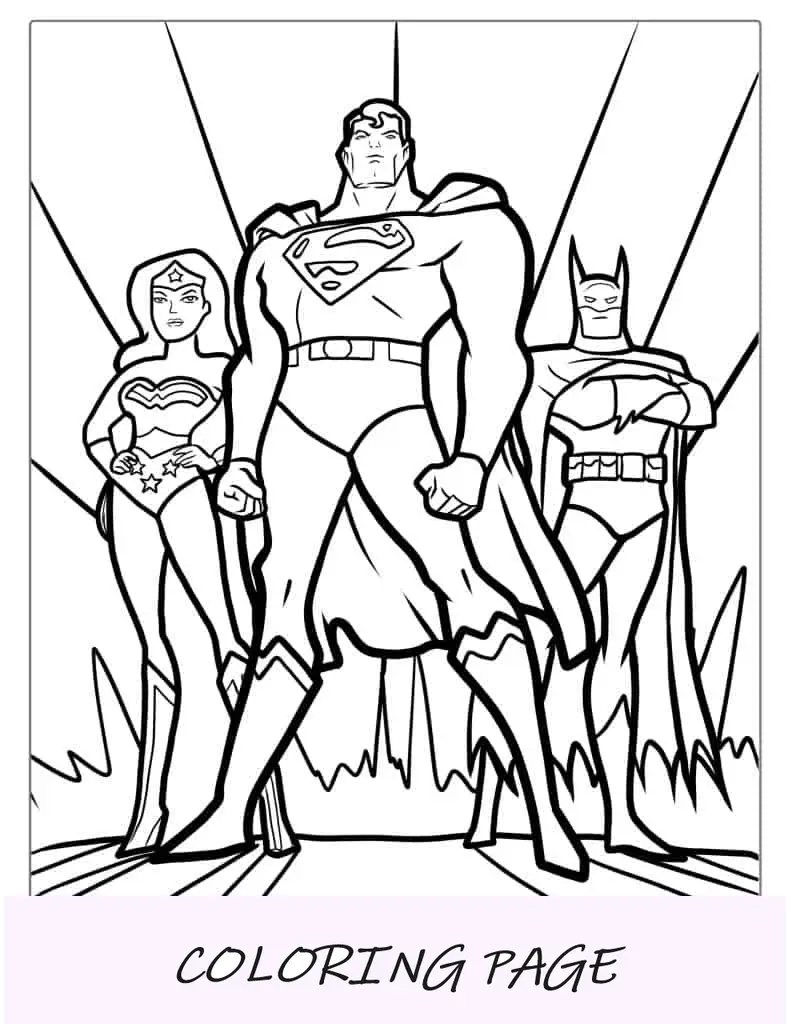 Superman Con Batman Y La Mujer Maravilla Para Colorear