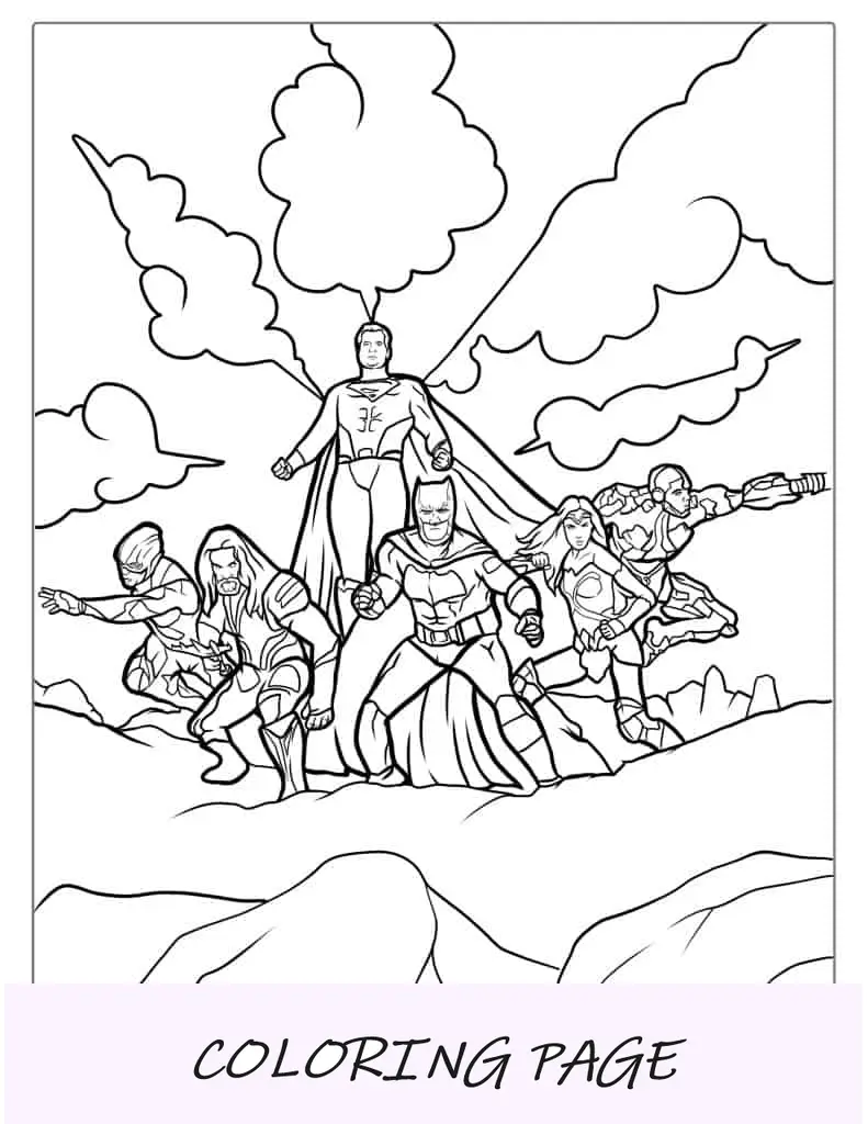 Superman Con La Liga De La Justicia Para Colorear