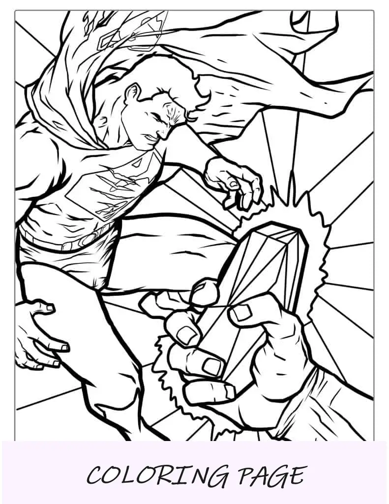 Superman y kriptonita para colorear