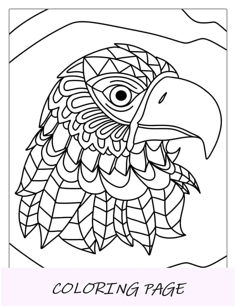 Imagem para colorir de mandala de águia americana